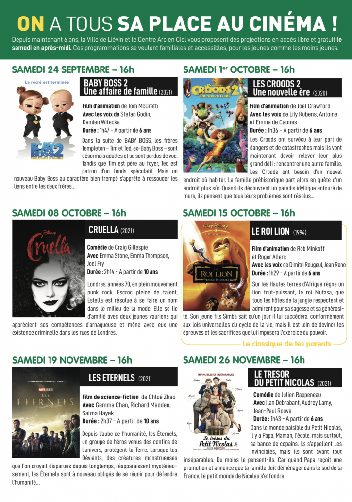 Programme des séances de cinéma - Septembre > Décembre 2022 | Ville de ...